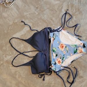 Cupse blue and floral bikini- basically new